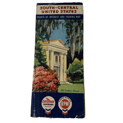 Vintage Map South Central United States Touring CHEVRON 1959 Crisp Old Interest