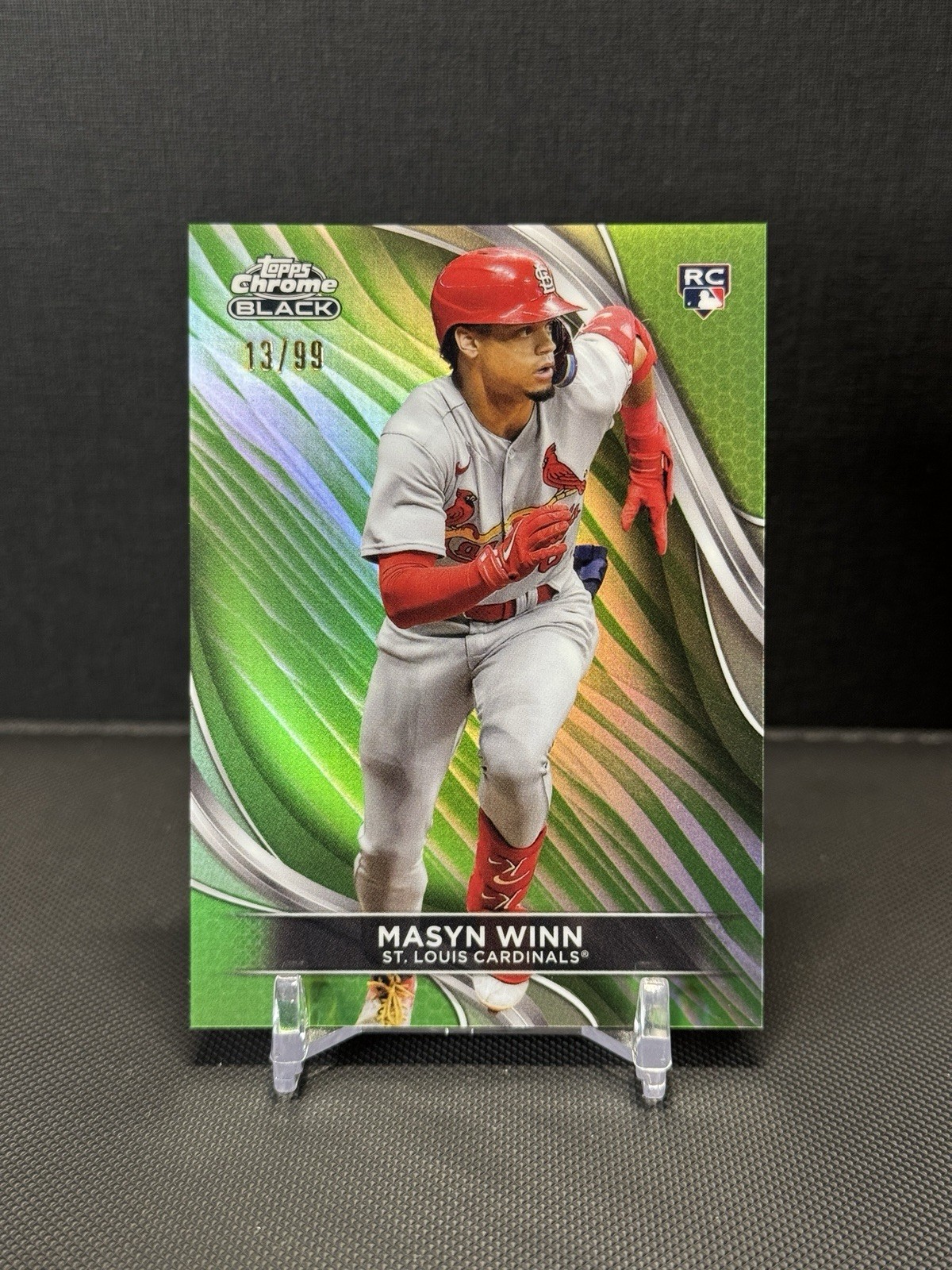 2024 Topps Chrome Black Masyn Winn #46 RC Green Refractor /99 Cardinals
