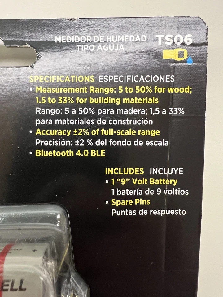 NEW General TS06 Bluetooth Moisture Meter +9V BATTERY INCLUDED Sealed - Image 4 of 4