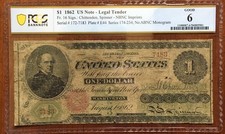 1862 $1 *INSANELY RARE Fr 16b* Only 5 Known *Civil War Era* + Error PCGS Holder