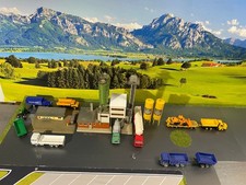 Kieswerk Zementwerk Betonwerk Tankstelle + LKW`s 1:87 HO von Herpa Faller