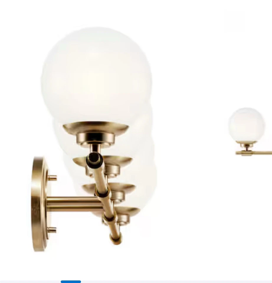 Luz de tocador industrial Kichler Benno 34 en 4 luces de latón Foto 3 de 4