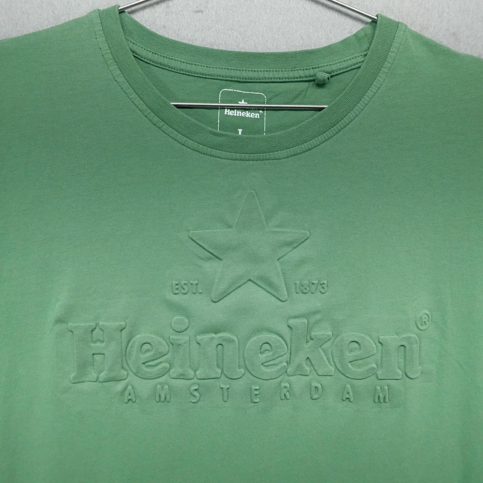 Heineken Shirt Women Large Green Amsterdam Embossed Logo Organic Cotton Beer