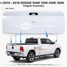 Tailgate Painted Bright White For Dodge Ram 1500 Single Rear Wheel 2010-2018 Tailgate Painted Bright White For Dodge Ram 1500 Single Rear Wheel 2010-2018