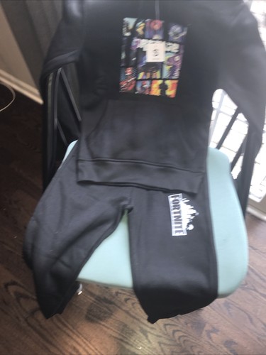 YOUTH BOYS FORTNITE HOODED BLACK SHIRT & MATCHING PULL-ON PANTS - Picture 2 of 3