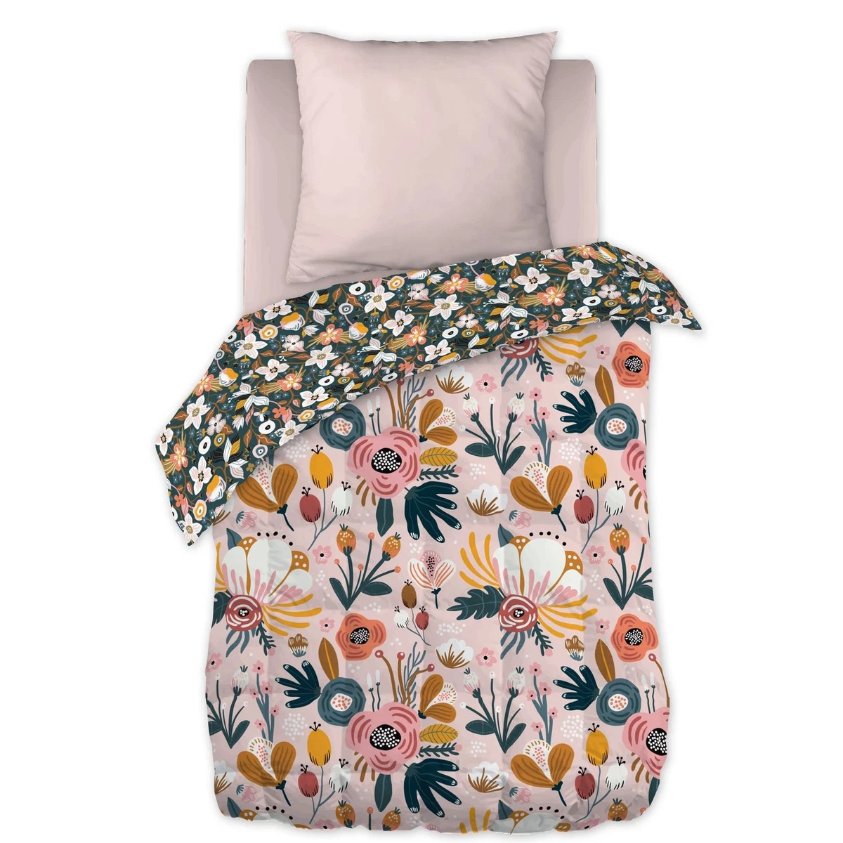 Couette 1 Personne 140x200 Cm - 400 G/m² - Imprimée Multicolore - Qualité 4 Saisons - Neuf