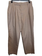 Brand Nine West Women's Brown Ivory Houndstooth Straight Dress Pants Size Zip