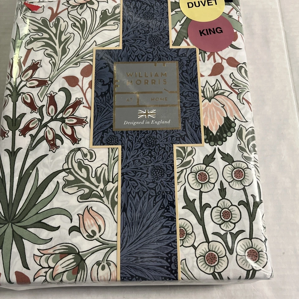 Juego de 3 piezas funda nórdica William Morris King arcilla jacinto rosa clásico botánico Foto 3 de 4