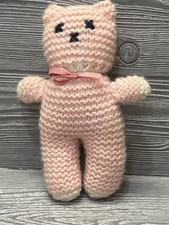 Vintage Handmade Crochet Pink Teddy Bear Kitschy Retro Baby Girl Nursery Decor