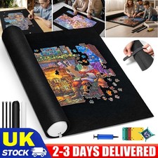 Jigsaw Puzzle Mat Roll Up - 3000 2000 Pieces Saver Black Non-Slip Felt Pad Saver