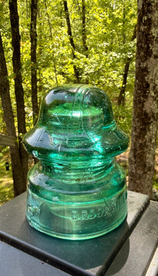 Vintage Brookfield Green Glass Insulator Aqua Telegraph Telephone Decor