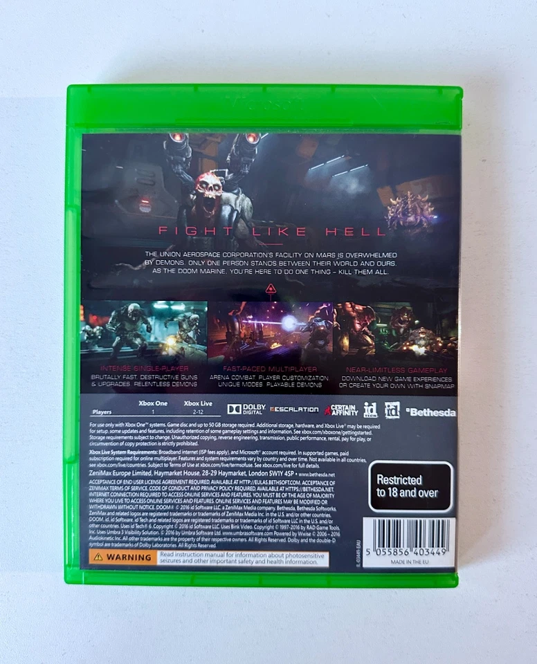 Doom Inc Artwork + Manual Xbox One/One S/One X/Series X Like New AU - Image 2 of 4