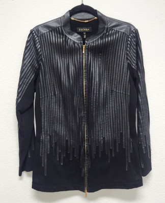 Escada Full Zip Lamb Leather Jacket Black Size 42
