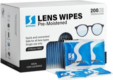200 Lens Wipes Individually Wrapped Pre-Moistened Cleaning Wipes for Eyeglasses