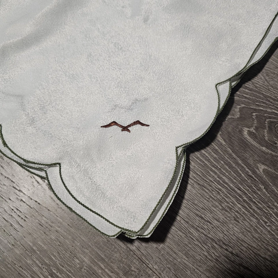 Juego de 6 servilletas blancas borde verde ceja pájaro Foto 3 de 4