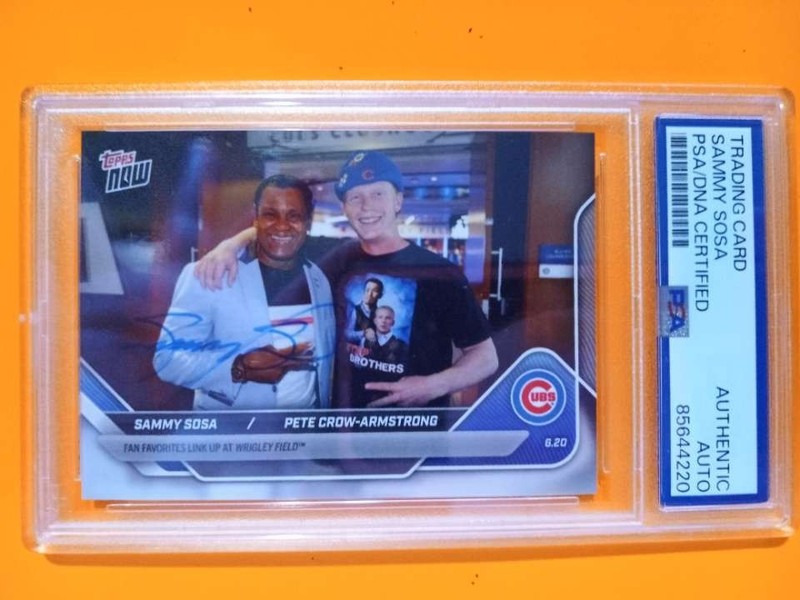 Topps 2025 Topps Now Sammy Sosa/Pete Crow-Armstrong #324 PSA Auto 85644220