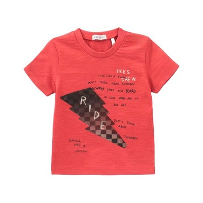 IKKS Jungen T-Shirt Rot Blitz Print Statement Logo Größe 2A
