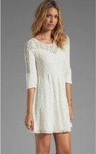 Free People Shake it Up Lace Cream Mini Dress Size XS Boho Hippie Grunge 90s