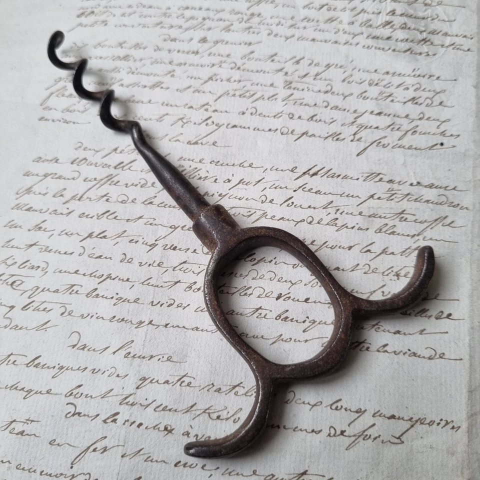 Antiguo sacacorchos sacacorchos de hierro forjado de finales del siglo XIX - Imagen 3 de 4