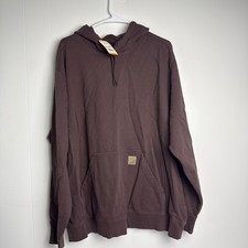 Image of Carhartt Relax Fit Long Sleeve Hooded Sweatshirt Dark Sepia Brown Maroon Sz XL