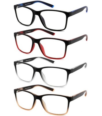 Reading Glasses for Men 4-Pack Stylish Computer Readers with Spring Hinges, A...