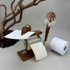 Soporte para rollos de papel de madera vintage Dodo Birds con bolígrafo MCM Japón