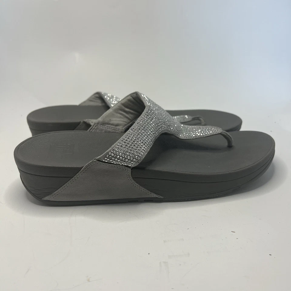 Sandalias FitFlop Flare Bling Cristales Puntera Talla 11 Cuero Chanclas Cojín Foto 4 de 4