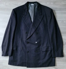 Brioni Blazer Blazer Men's 44 Gray Double Breasted 100% Wool Italy Made Jacket