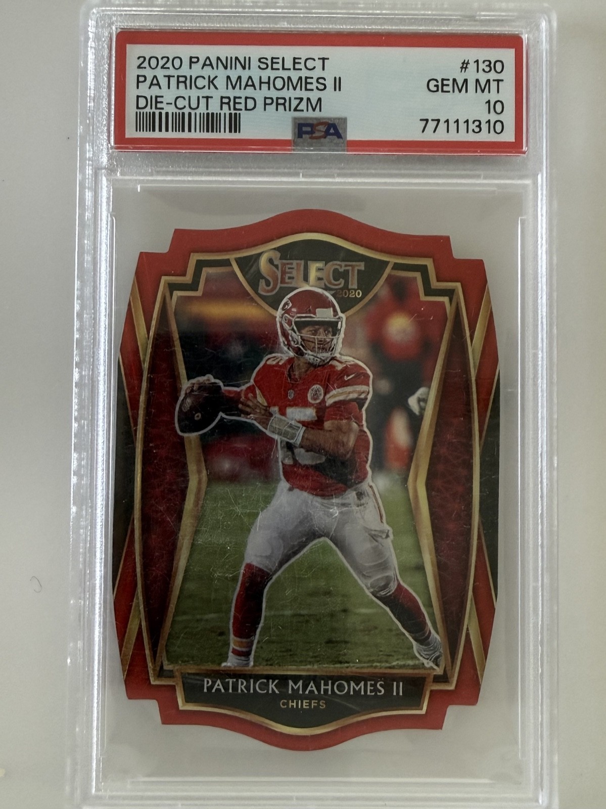 2020 Select Premier Level Patrick Mahomes Die-Cut Red #130 PSA 10