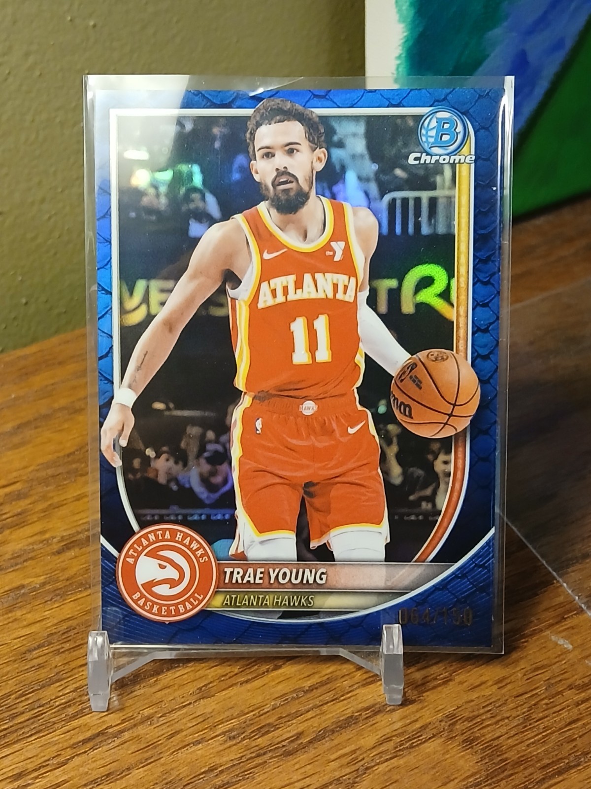 TRAE YOUNG 2025-26 Bowman Chrome Reptilian BLUE Refractor #BCV-83 HAWKS /150 NM