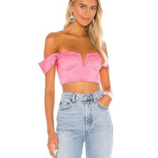 Superdown REVOLVE Coralia Neon Hot Pink Barbiecore Satin Bustier Top Size XS