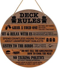 Funny Deck Sign Decor, Round Hanging Sign Decor Patio Wall Decorations Outdoo...