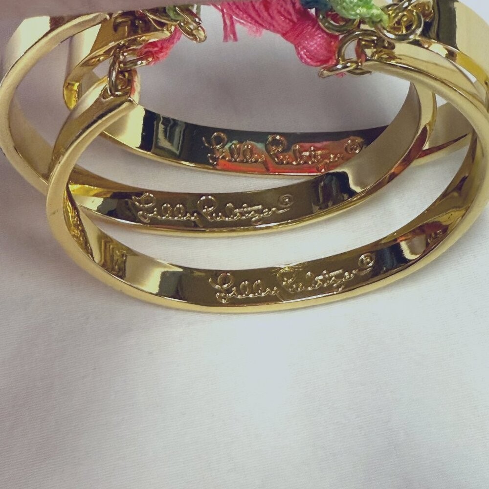 Lilly Pulitzer Solid Bangle Bracelet Set of 3 w/ … - image 2