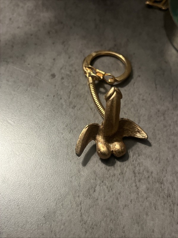 Vintage Penis Shaped Keychain With Wings Novelty Adult 