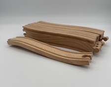 Wooden Train Track Lot Of 8 Long Straight  Curve Tracks Fits Brio / Thomas
