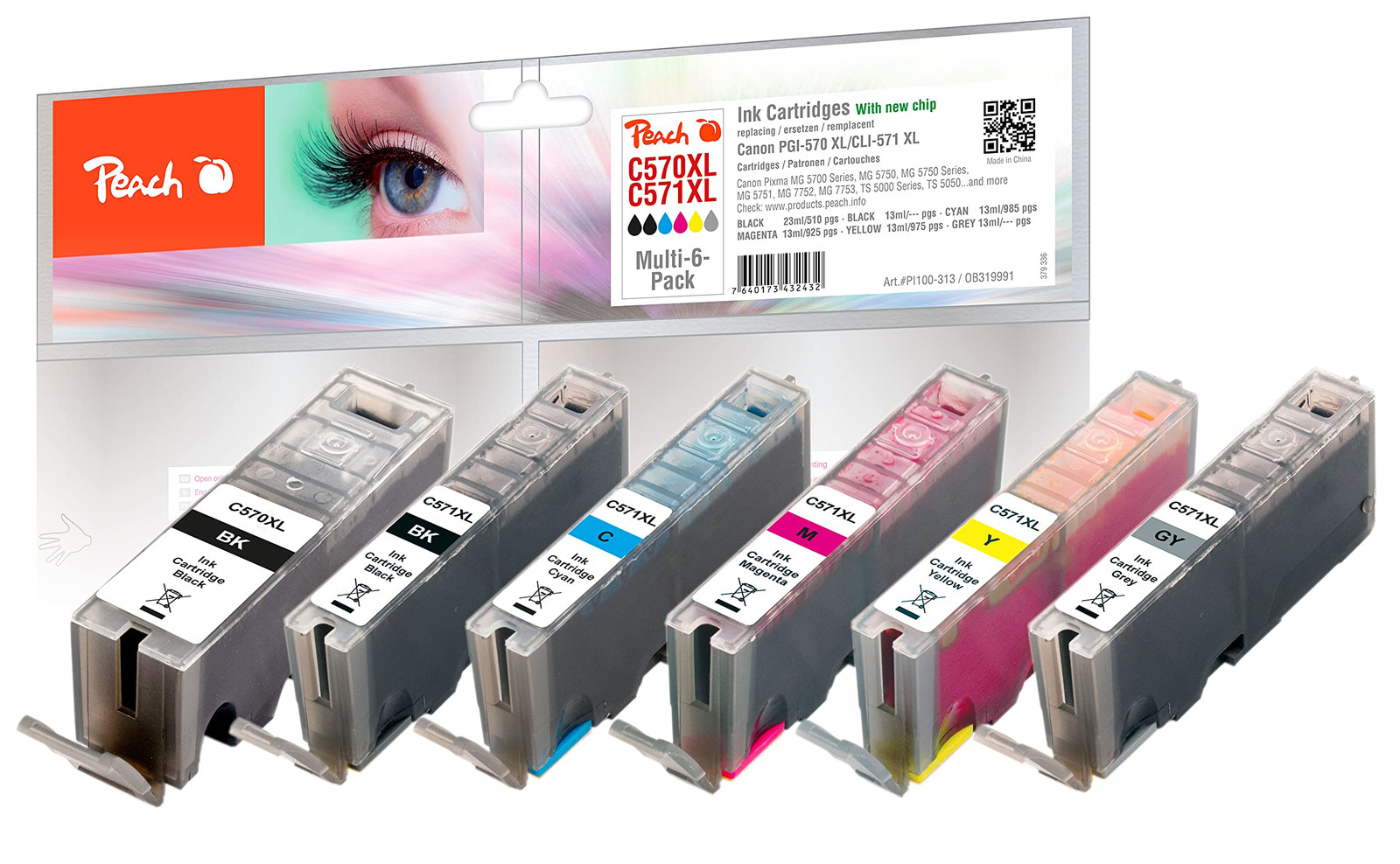Совместимые чернильные картриджи Peach PI100 313 Multi Pack Черные Голубые Пурпурные желтые P 11290₽
