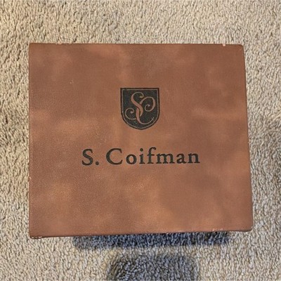 S. Coifman Quartz Analog Day/Date Watch Black/Silver Dial Gray Leather Box
