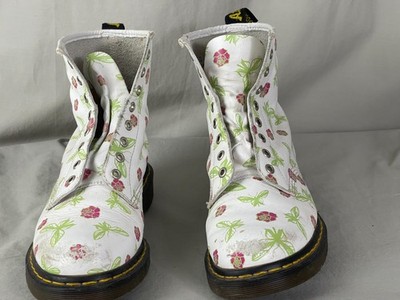 Dr. Martens 1460 White Rose Butterfly Womens Size 10 No Laces