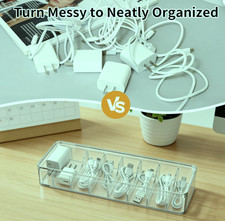 2 Pack Cable Organizer Box with Lid - Stackable Charger Cord Storage Organizer w