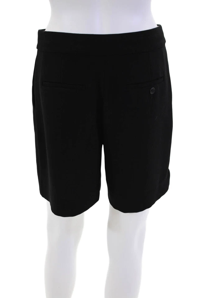 Pantalones cortos de vestir para mujer J Crew con cierre de gancho plisados delanteros negros talla 2 Foto 3 de 4