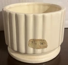 Vintage Round Haeger Pottery White Ribbed Bowl Planter 8408 3" Tall