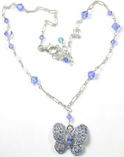 handmade Crystal NECKLACE with Butterfly Bridesmaid Jewelry