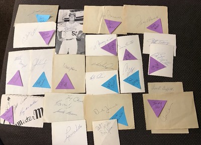 1964 Los Angeles Dodgers Cut Autograph Lot With Drysdale, Maury Wills And More