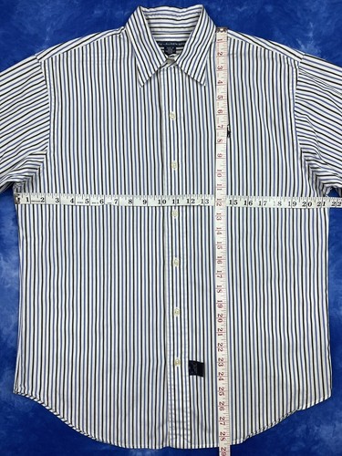 Ralph Lauren Sport 10 weiß blau gestreift Baumwolle Langarm Hemd mit Knöpfen - Bild 7 von 7