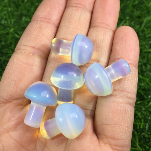 5pc Hand Carved Opalite mushroom crystal hand-polished reiki healing  - 第 1/8 張圖片