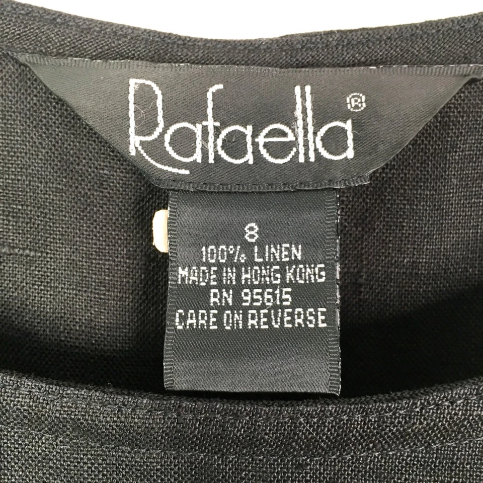 Vestido para mujer Rafaella negro cuello redondo botones sin mangas 100 % lino 8 Foto 3 de 3