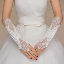 Bride Wedding Party Gloves Evening Dress Fingerless Lace Bridal Gloves for Women