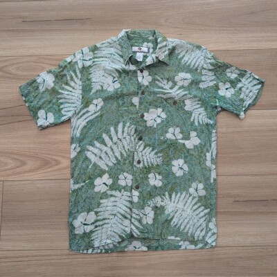 Chiamare Hawaiian Shirt Men's Size Medium Green Floral Tropical Passport Core 