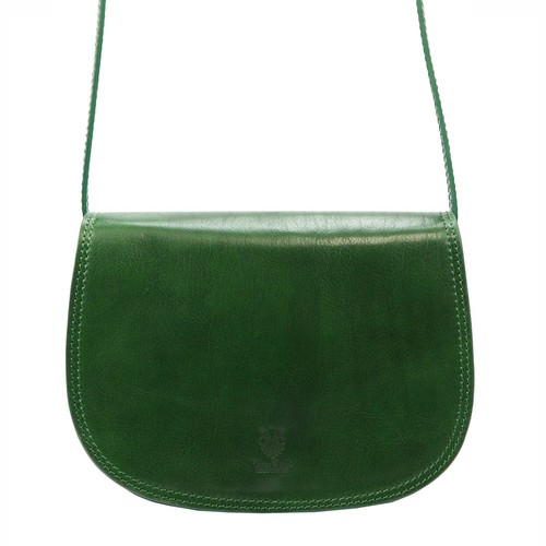 Women's Small Crossbody Bag Genuine Leather Saddle Style Handmade Italy Green