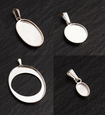 Silber 925 und 835 Cabochon Fassung Anhänger Träger Rohling Steinschatz
